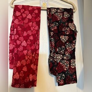 x 2 LuLaRoe Valentine’s Heart Leggings 2 Pairs- OS New $50